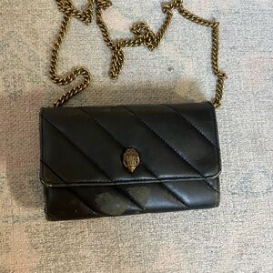 Kurt Geiger Black Quilted Crossbody with Gold Chain